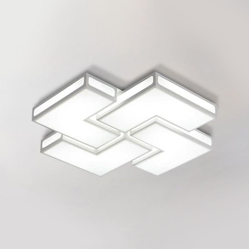 Adult Bedroom Square Flushmount Light Acrylic Contemporary White/Black and White LED Ceiling Lamp Clearhalo 'Ceiling Lights' 'Close To Ceiling Lights' 'Close to ceiling' 'Flush mount' Lighting' 678696