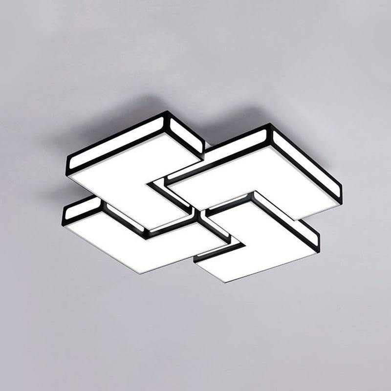 Adult Bedroom Square Flushmount Light Acrylic Contemporary White/Black and White LED Ceiling Lamp Clearhalo 'Ceiling Lights' 'Close To Ceiling Lights' 'Close to ceiling' 'Flush mount' Lighting' 678697