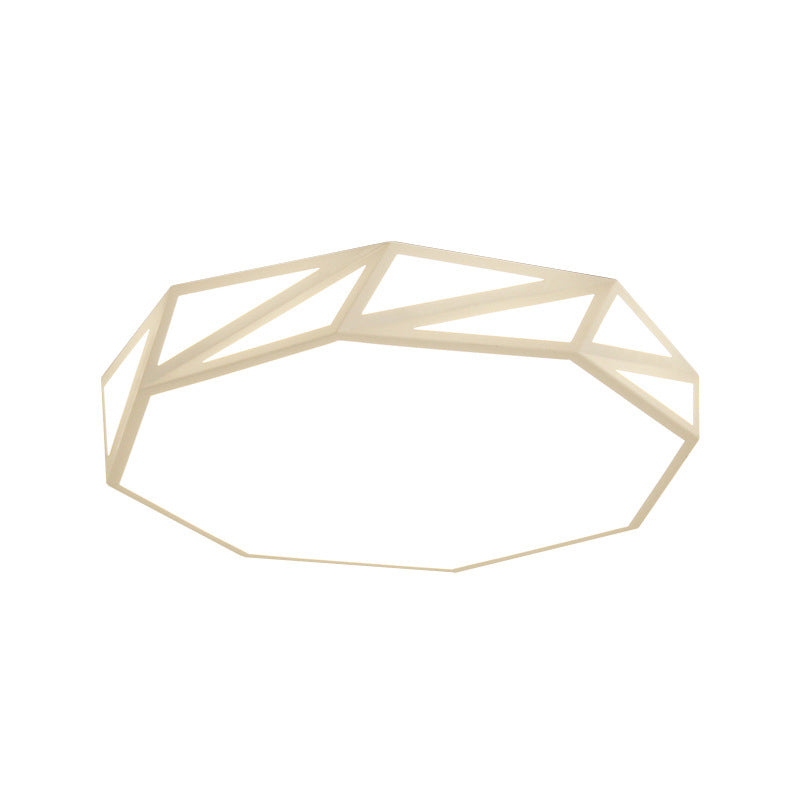 Modern Faceted Drum Ceiling Flush Wooden Bedroom LED Flush Mount Fixture in White/3 Color Light with Acrylic Diffuser, 16"/19.5" W Clearhalo 'Ceiling Lights' 'Close To Ceiling Lights' 'Close to ceiling' 'Flush mount' Lighting' 678759