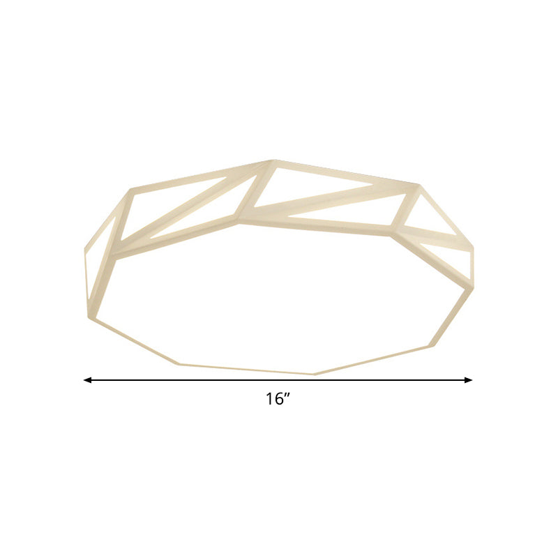 Modern Faceted Drum Ceiling Flush Wooden Bedroom LED Flush Mount Fixture in White/3 Color Light with Acrylic Diffuser, 16"/19.5" W Clearhalo 'Ceiling Lights' 'Close To Ceiling Lights' 'Close to ceiling' 'Flush mount' Lighting' 678760