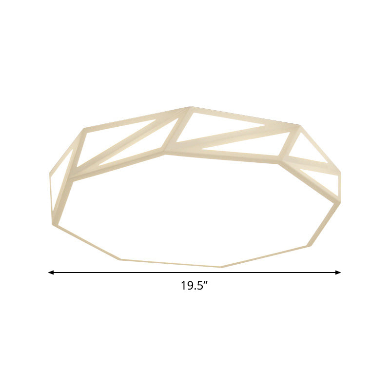 Modern Faceted Drum Ceiling Flush Wooden Bedroom LED Flush Mount Fixture in White/3 Color Light with Acrylic Diffuser, 16"/19.5" W Clearhalo 'Ceiling Lights' 'Close To Ceiling Lights' 'Close to ceiling' 'Flush mount' Lighting' 678761