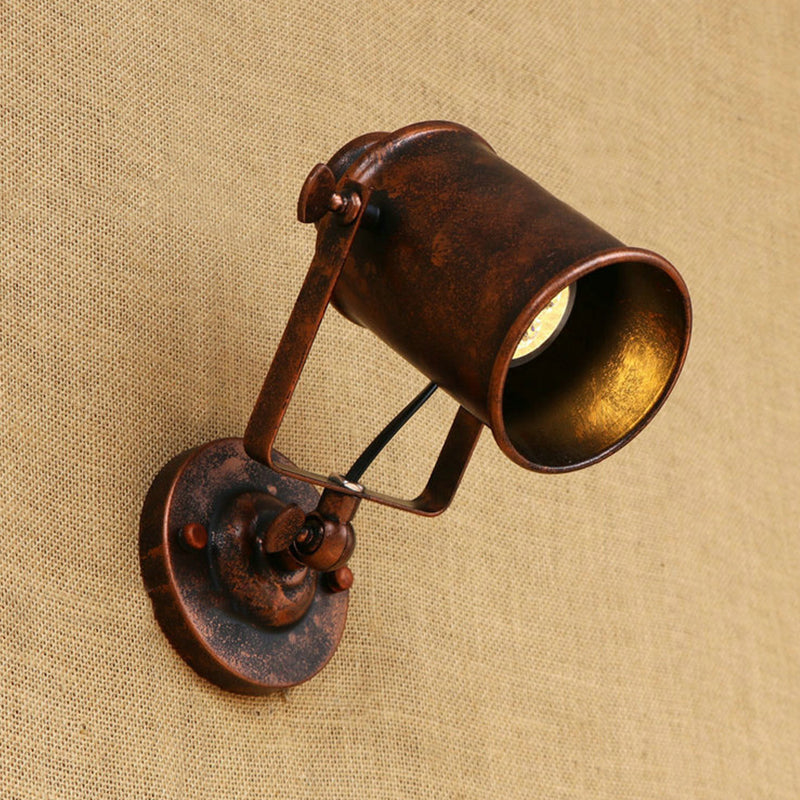 Cylinder Metallic Sconce Lighting Antique Style 1 Light Living Room Wall Mounted Light in Black/Rust Clearhalo 'Art deco wall lights' 'Cast Iron' 'Glass' 'Industrial wall lights' 'Industrial' 'Middle century wall lights' 'Modern' 'Rustic wall lights' 'Tiffany' 'Traditional wall lights' 'Wall Lamps & Sconces' 'Wall Lights' Lighting' 679162
