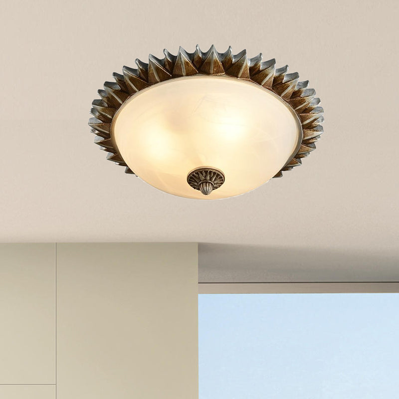 Black One Light Ceiling Lighting Vintage Retro Opal Glass Sunburst Flush Fixture for Living Room, 9"/15" Wide Clearhalo 'Ceiling Lights' 'Close To Ceiling Lights' 'Close to ceiling' 'Flush mount' 'Industrial Flush Mount' Lighting' 679231