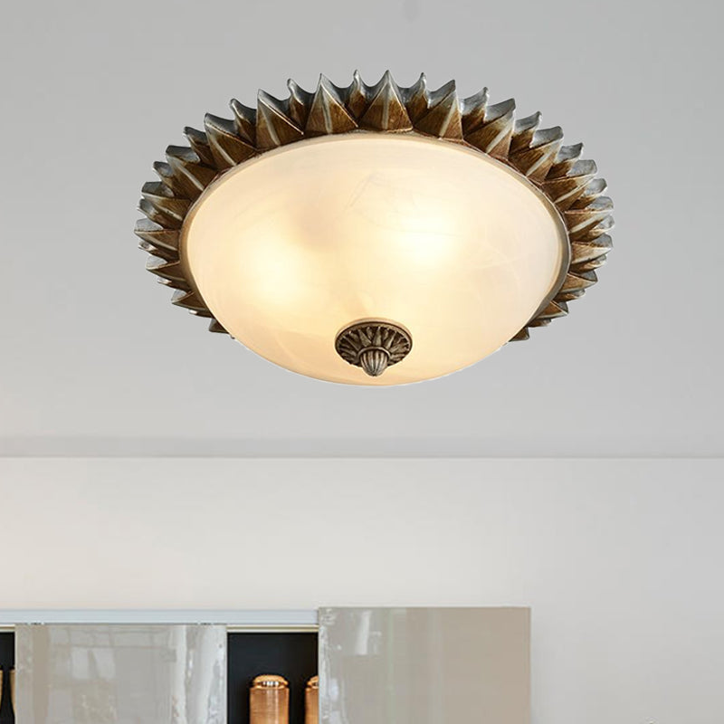 Black One Light Ceiling Lighting Vintage Retro Opal Glass Sunburst Flush Fixture for Living Room, 9"/15" Wide Clearhalo 'Ceiling Lights' 'Close To Ceiling Lights' 'Close to ceiling' 'Flush mount' 'Industrial Flush Mount' Lighting' 679233