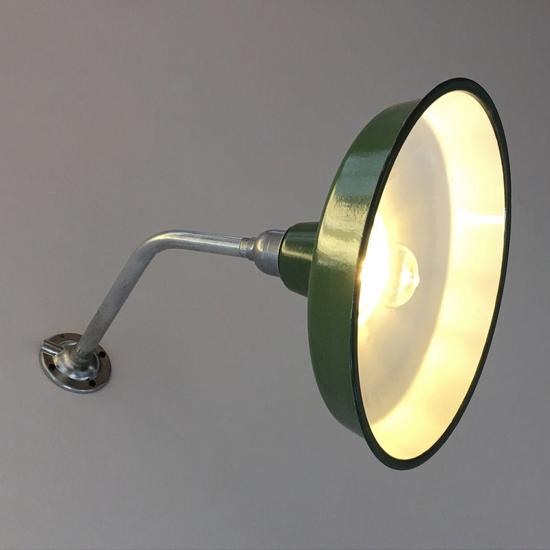 Barn Shade Living Room Wall Lighting Vintage Stylish Metallic 1 Bulb Green Wall Sconce, 14"/16" Diameter Clearhalo 'Art deco wall lights' 'Cast Iron' 'Glass' 'Industrial wall lights' 'Industrial' 'Middle century wall lights' 'Modern' 'Rustic wall lights' 'Tiffany' 'Traditional wall lights' 'Wall Lamps & Sconces' 'Wall Lights' Lighting' 679387