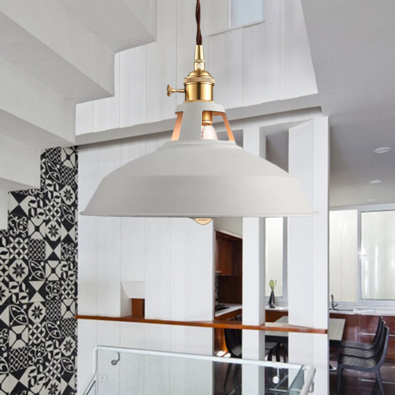 1 Bulb Barn Pendant Lamp Industrial Stylish Black/White Metallic Ceiling Light with Hanging Cord for Kitchen Clearhalo 'Art Deco Pendants' 'Black' 'Cast Iron' 'Ceiling Lights' 'Ceramic' 'Crystal' 'Industrial Pendants' 'Industrial' 'Metal' 'Middle Century Pendants' 'Pendant Lights' 'Pendants' 'Rustic Pendants' 'Tiffany' Lighting' 679431