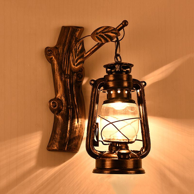 Antique Bronze Kerosene Wall Lighting Industrial Clear Glass 1 Light Living Room Sconce Light Fixture, 13"/14"/16" Clearhalo 'Art deco wall lights' 'Cast Iron' 'Glass' 'Industrial wall lights' 'Industrial' 'Middle century wall lights' 'Modern' 'Rustic wall lights' 'Tiffany' 'Traditional wall lights' 'Wall Lamps & Sconces' 'Wall Lights' Lighting' 679637