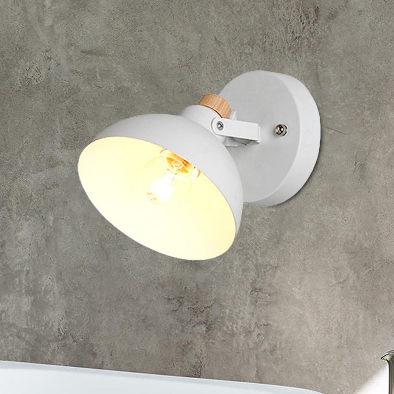 Minimalist Domed Wall Lamp Fixture 1 Bulb Metallic Sconce Lighting Fixture in White for Indoor Clearhalo 'Art deco wall lights' 'Cast Iron' 'Glass' 'Industrial wall lights' 'Industrial' 'Middle century wall lights' 'Modern' 'Rustic wall lights' 'Tiffany' 'Traditional wall lights' 'Wall Lamps & Sconces' 'Wall Lights' Lighting' 679736