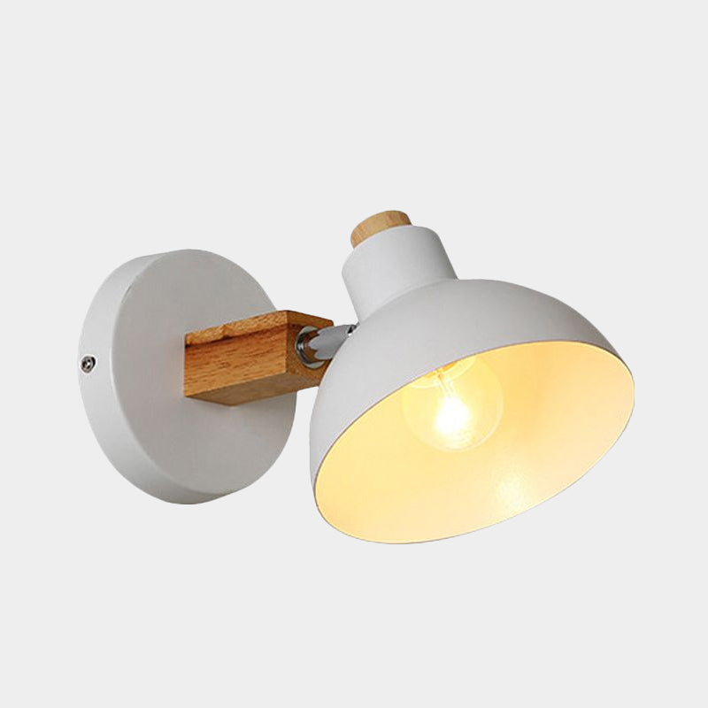 Minimalist Domed Wall Lamp Fixture 1 Bulb Metallic Sconce Lighting Fixture in White for Indoor Clearhalo 'Art deco wall lights' 'Cast Iron' 'Glass' 'Industrial wall lights' 'Industrial' 'Middle century wall lights' 'Modern' 'Rustic wall lights' 'Tiffany' 'Traditional wall lights' 'Wall Lamps & Sconces' 'Wall Lights' Lighting' 679738
