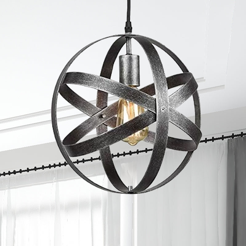 Spherical Metal Pendant Lamp Industrial 1 Light Living Room Hanging Light in Gold/Aged Sliver for Dining Table Clearhalo 'Art Deco Pendants' 'Cast Iron' 'Ceiling Lights' 'Ceramic' 'Crystal' 'Industrial Pendants' 'Industrial' 'Metal' 'Middle Century Pendants' 'Pendant Lights' 'Pendants' 'Tiffany' Lighting' 679779