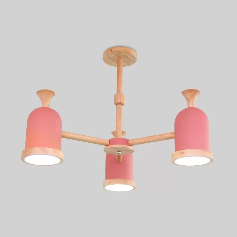 Inverted Goblet Pendant Light Nordic Design Wood Chandelier for Child Bedroom Clearhalo 'Ceiling Lights' 'Chandeliers' Lighting' options 68550