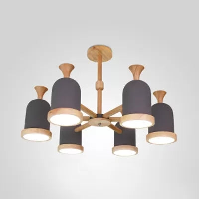 Inverted Goblet Pendant Light Nordic Design Wood Chandelier for Child Bedroom Clearhalo 'Ceiling Lights' 'Chandeliers' Lighting' options 68556