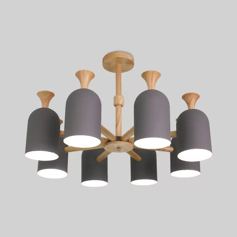 Inverted Goblet Pendant Light Nordic Design Wood Chandelier for Child Bedroom Clearhalo 'Ceiling Lights' 'Chandeliers' Lighting' options 68557