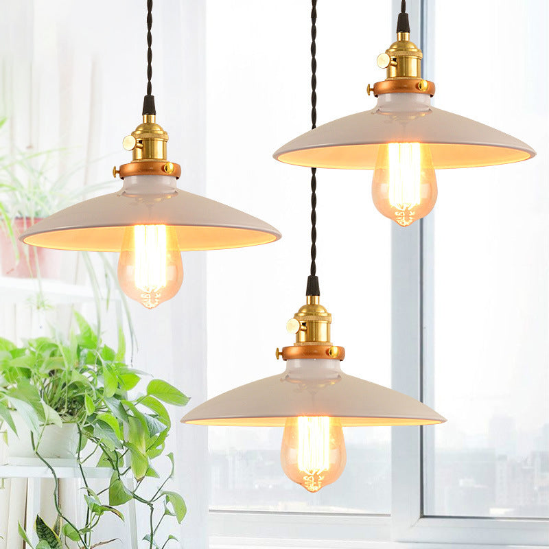 Industrial Style Bowl Pendant Lamp 10"/12.5" Wide 1 Light Metal Hanging Light in Black/White/Red over Table White 10" Clearhalo 'Art Deco Pendants' 'Black' 'Cast Iron' 'Ceiling Lights' 'Ceramic' 'Crystal' 'Industrial Pendants' 'Industrial' 'Metal' 'Middle Century Pendants' 'Pendant Lights' 'Pendants' 'Rustic Pendants' 'Tiffany' Lighting' 69236