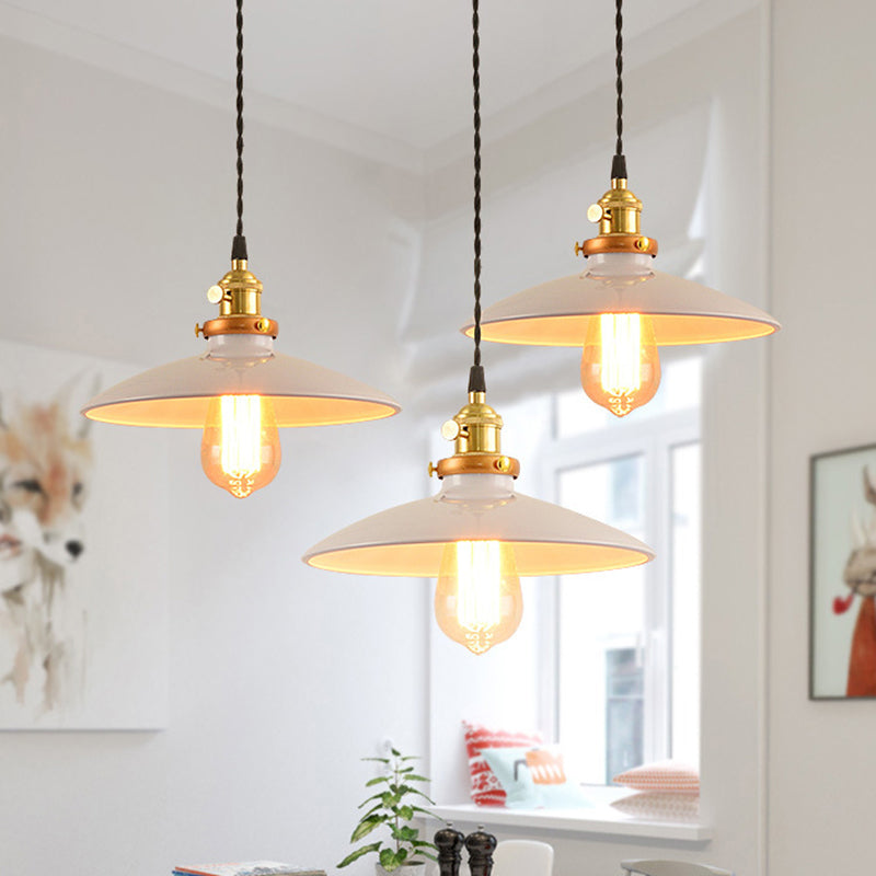 Industrial Style Bowl Pendant Lamp 10"/12.5" Wide 1 Light Metal Hanging Light in Black/White/Red over Table Clearhalo 'Art Deco Pendants' 'Black' 'Cast Iron' 'Ceiling Lights' 'Ceramic' 'Crystal' 'Industrial Pendants' 'Industrial' 'Metal' 'Middle Century Pendants' 'Pendant Lights' 'Pendants' 'Rustic Pendants' 'Tiffany' Lighting' 69237