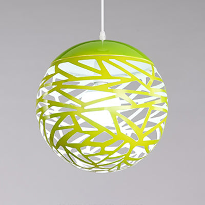 8"/12" W Stenciled Metal Shade Pendant Light Contemporary 1 Light Dining Room Hanging Light in Black/White Green Clearhalo 'Ceiling Lights' 'Modern Pendants' 'Modern' 'Pendant Lights' 'Pendants' Lighting' 69274