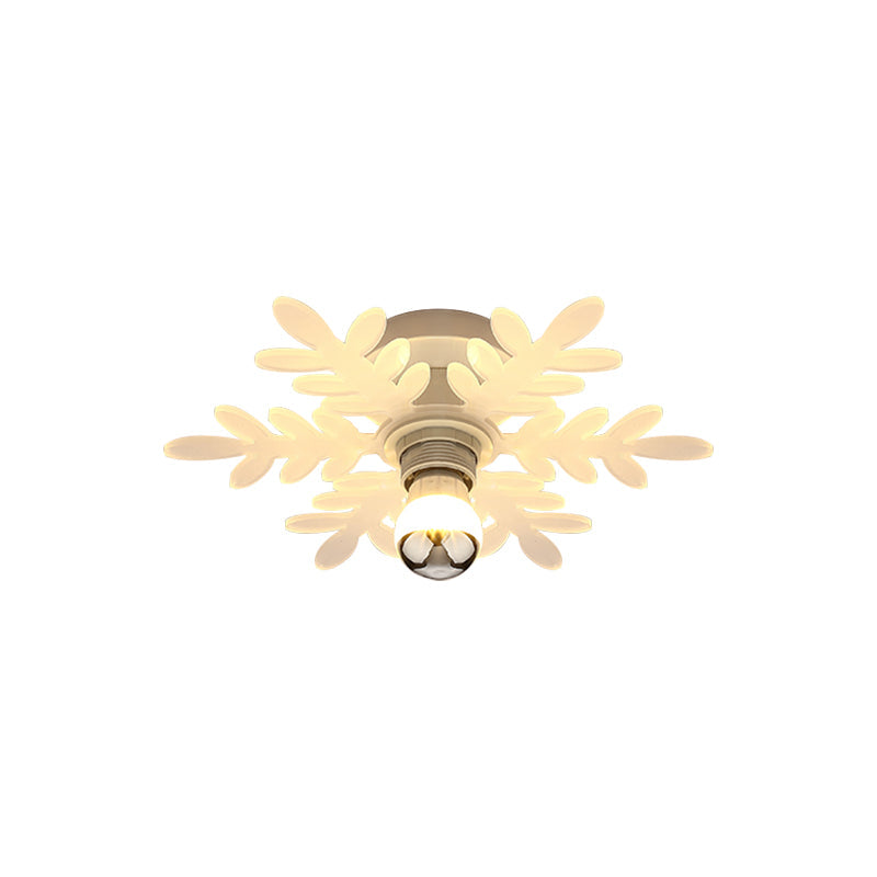 Olive Branch Semi Flushmount Nordic Acrylic 1 Head White LED Flush Mounted Lamp for Hallway in White/Warm Light Clearhalo 'Ceiling Lights' 'Close To Ceiling Lights' 'Close to ceiling' 'Semi-flushmount' Lighting' 702055