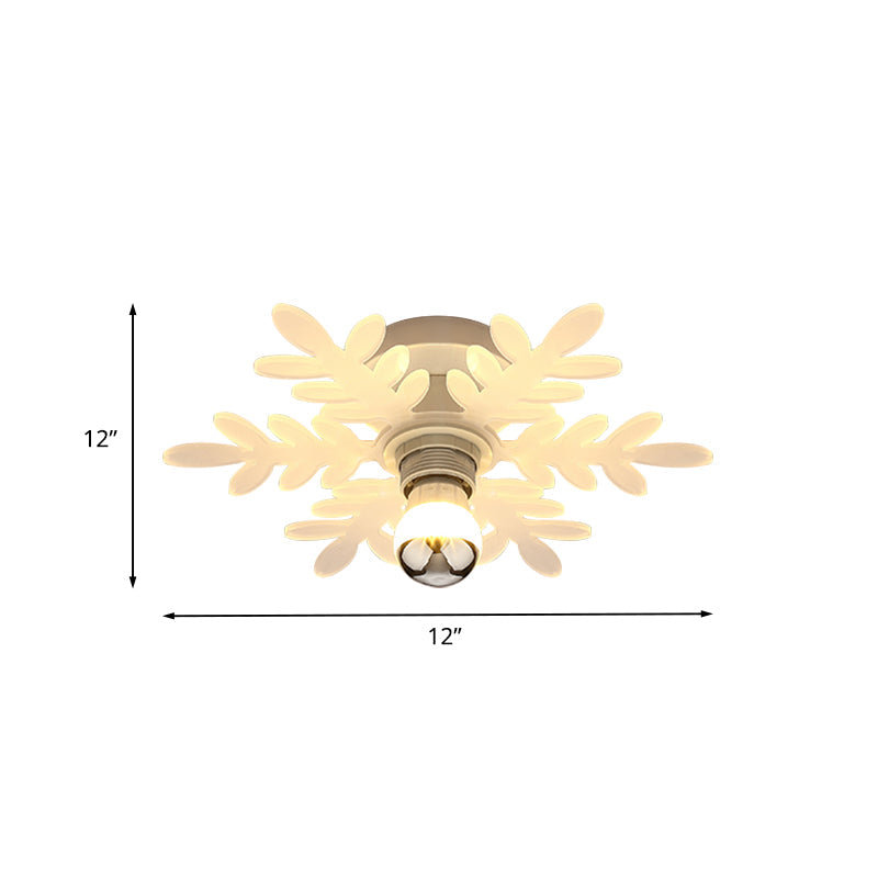 Olive Branch Semi Flushmount Nordic Acrylic 1 Head White LED Flush Mounted Lamp for Hallway in White/Warm Light Clearhalo 'Ceiling Lights' 'Close To Ceiling Lights' 'Close to ceiling' 'Semi-flushmount' Lighting' 702056
