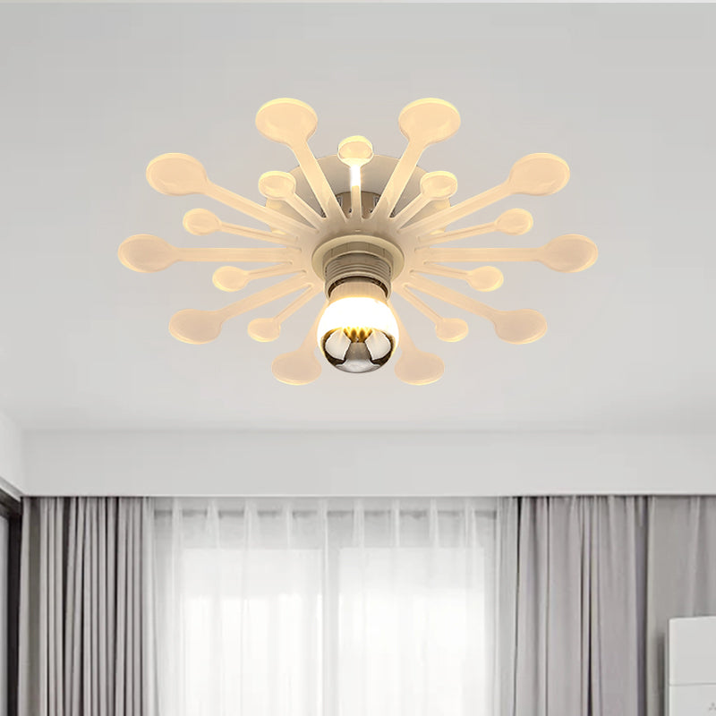 Nordic 1 Bulb Semi Flush Light Fixture White Dandelion LED Flush Mount with Acrylic Shade in White/Warm Light White Clearhalo 'Ceiling Lights' 'Close To Ceiling Lights' 'Close to ceiling' 'Semi-flushmount' Lighting' 702057