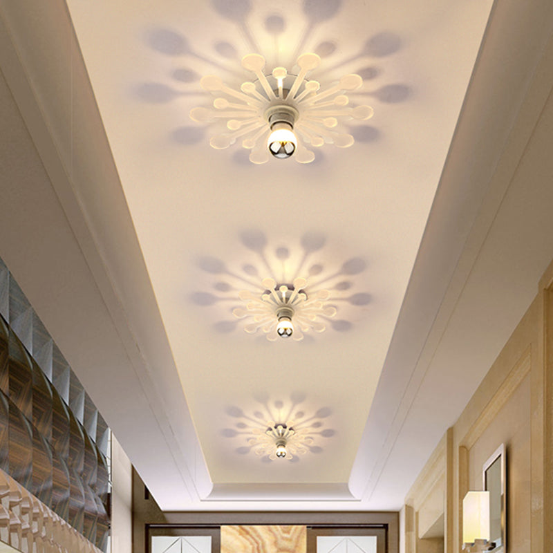Nordic 1 Bulb Semi Flush Light Fixture White Dandelion LED Flush Mount with Acrylic Shade in White/Warm Light Clearhalo 'Ceiling Lights' 'Close To Ceiling Lights' 'Close to ceiling' 'Semi-flushmount' Lighting' 702058