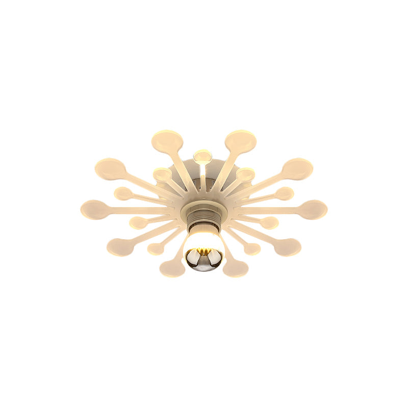 Nordic 1 Bulb Semi Flush Light Fixture White Dandelion LED Flush Mount with Acrylic Shade in White/Warm Light Clearhalo 'Ceiling Lights' 'Close To Ceiling Lights' 'Close to ceiling' 'Semi-flushmount' Lighting' 702060
