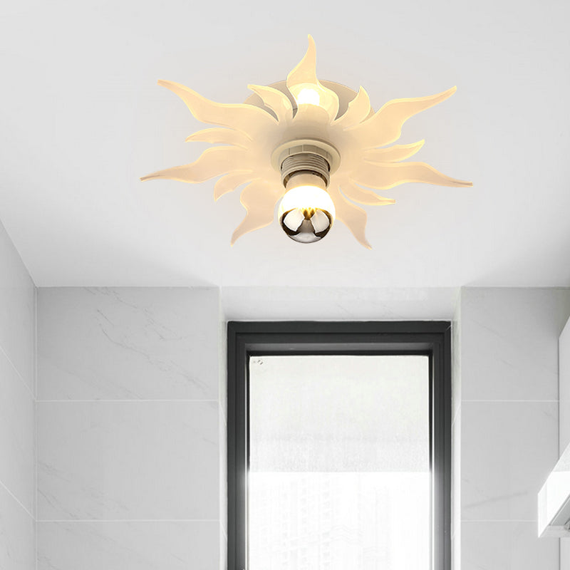 1-Light Corridor Semi Flush Mount Nordic White LED Flush Lamp Fixture with Sunflower Acrylic Shade, White/Warm Light Clearhalo 'Ceiling Lights' 'Close To Ceiling Lights' 'Close to ceiling' 'Semi-flushmount' Lighting' 702064