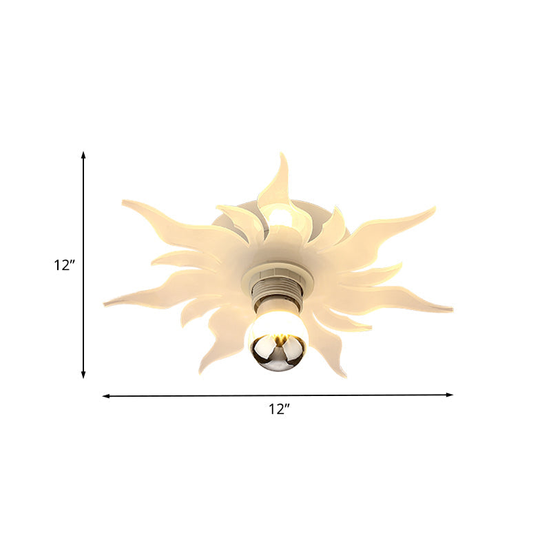 1-Light Corridor Semi Flush Mount Nordic White LED Flush Lamp Fixture with Sunflower Acrylic Shade, White/Warm Light Clearhalo 'Ceiling Lights' 'Close To Ceiling Lights' 'Close to ceiling' 'Semi-flushmount' Lighting' 702066