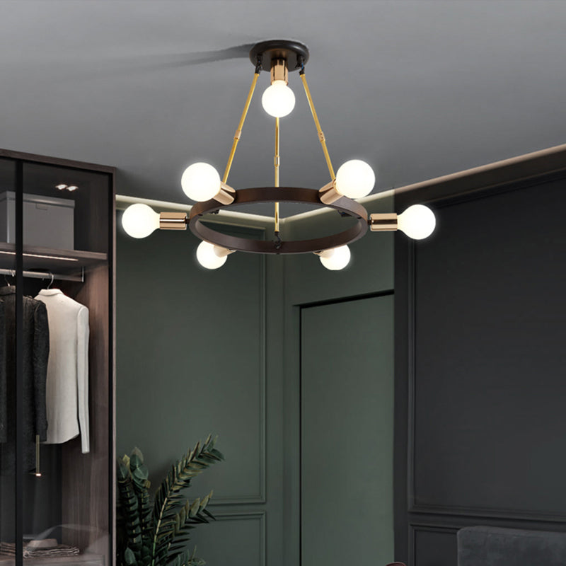 Metal Loop Chandelier Pendant Light Minimalist 7/9-Head Black and Gold Hanging Ceiling Lamp for Bedroom Clearhalo 'Ceiling Lights' 'Chandeliers' 'Modern Chandeliers' 'Modern' Lighting' 702827