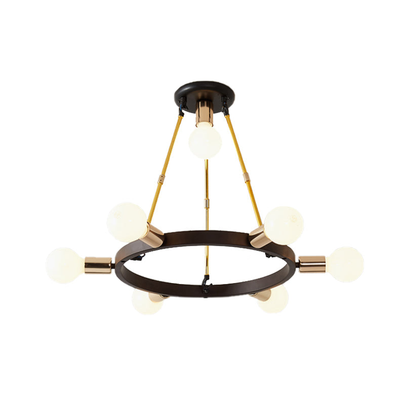 Metal Loop Chandelier Pendant Light Minimalist 7/9-Head Black and Gold Hanging Ceiling Lamp for Bedroom Clearhalo 'Ceiling Lights' 'Chandeliers' 'Modern Chandeliers' 'Modern' Lighting' 702828