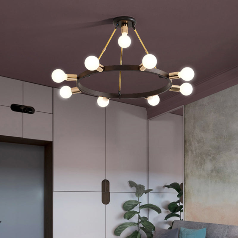Metal Loop Chandelier Pendant Light Minimalist 7/9-Head Black and Gold Hanging Ceiling Lamp for Bedroom Clearhalo 'Ceiling Lights' 'Chandeliers' 'Modern Chandeliers' 'Modern' Lighting' 702832