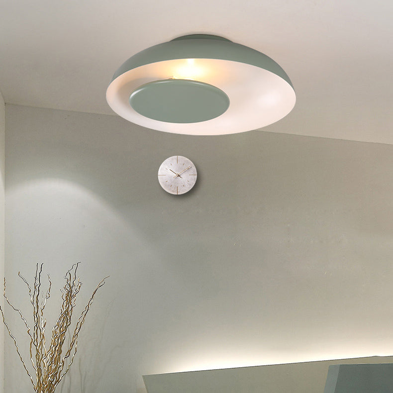 1 Light Barn Shaped Ceiling Light Macaron Kids Metallic Flush Mount Light for Child Bedroom Clearhalo 'Ceiling Lights' 'Close To Ceiling Lights' 'Close to ceiling' 'Flush mount' Lighting' 70660
