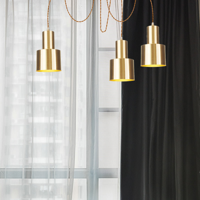 Tubular Living Room Multi Pendant Light Industrial Metal 2/3/4-Light Gold Finish Swag Ceiling Lamp Clearhalo 'Art Deco Pendants' 'Cast Iron' 'Ceiling Lights' 'Ceramic' 'Crystal' 'Industrial Pendants' 'Industrial' 'Metal' 'Middle Century Pendants' 'Pendant Lights' 'Pendants' 'Tiffany' Lighting' 728438