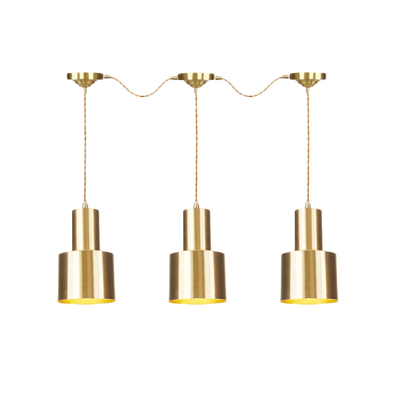 Metal Gold Finish Tandem Multi Ceiling Light Tube 3/5/7 Heads Industrial-Style Hanging Pendant Lamp Clearhalo 'Art Deco Pendants' 'Cast Iron' 'Ceiling Lights' 'Ceramic' 'Crystal' 'Industrial Pendants' 'Industrial' 'Metal' 'Middle Century Pendants' 'Pendant Lights' 'Pendants' 'Tiffany' Lighting' 728460