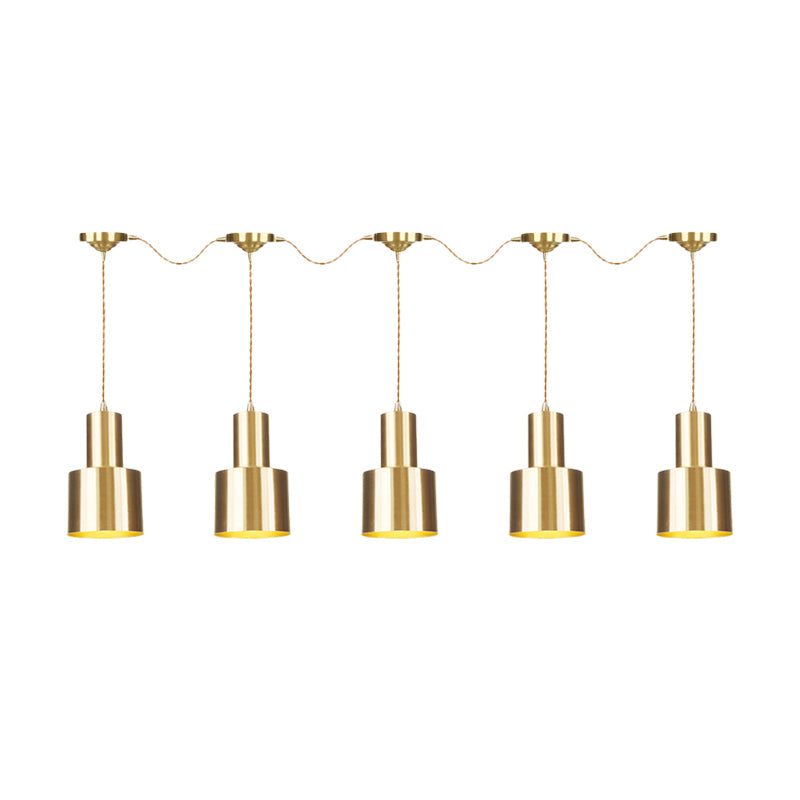 Metal Gold Finish Tandem Multi Ceiling Light Tube 3/5/7 Heads Industrial-Style Hanging Pendant Lamp Clearhalo 'Art Deco Pendants' 'Cast Iron' 'Ceiling Lights' 'Ceramic' 'Crystal' 'Industrial Pendants' 'Industrial' 'Metal' 'Middle Century Pendants' 'Pendant Lights' 'Pendants' 'Tiffany' Lighting' 728465