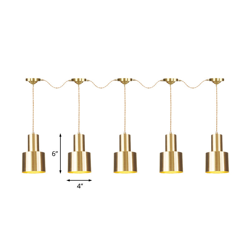 Metal Gold Finish Tandem Multi Ceiling Light Tube 3/5/7 Heads Industrial-Style Hanging Pendant Lamp Clearhalo 'Art Deco Pendants' 'Cast Iron' 'Ceiling Lights' 'Ceramic' 'Crystal' 'Industrial Pendants' 'Industrial' 'Metal' 'Middle Century Pendants' 'Pendant Lights' 'Pendants' 'Tiffany' Lighting' 728466