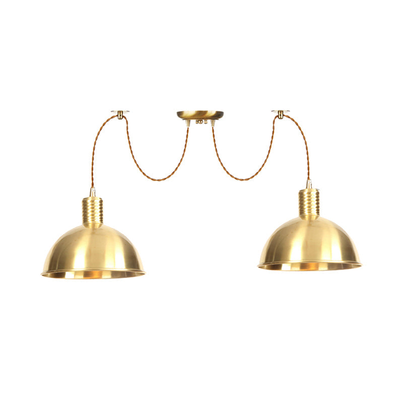 Domed Metallic Swag Multi-Light Pendant Industrial 2/3/4 Lights Clothes Shop Hanging Lamp Fixture in Gold Clearhalo 'Art Deco Pendants' 'Cast Iron' 'Ceiling Lights' 'Ceramic' 'Crystal' 'Industrial Pendants' 'Industrial' 'Metal' 'Middle Century Pendants' 'Pendant Lights' 'Pendants' 'Tiffany' Lighting' 728475