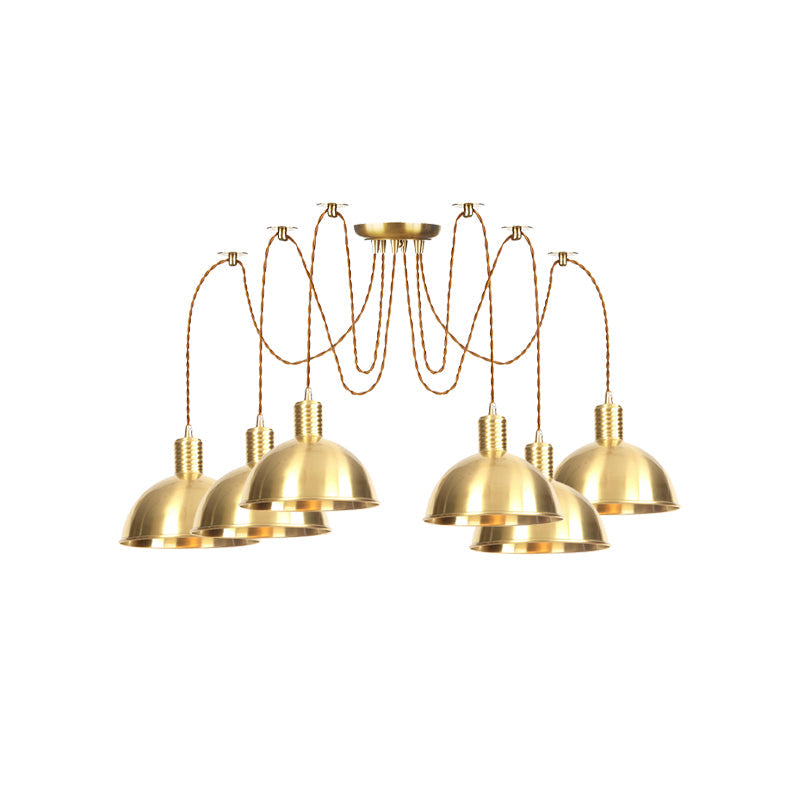 Domed Metallic Swag Multi-Light Pendant Industrial 2/3/4 Lights Clothes Shop Hanging Lamp Fixture in Gold Clearhalo 'Art Deco Pendants' 'Cast Iron' 'Ceiling Lights' 'Ceramic' 'Crystal' 'Industrial Pendants' 'Industrial' 'Metal' 'Middle Century Pendants' 'Pendant Lights' 'Pendants' 'Tiffany' Lighting' 728490