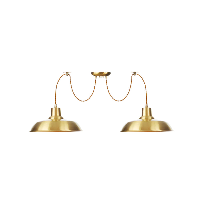 Gold Finish 2/3/4 Bulbs Multiple Lamp Pendants Industrial Metal Barn Shape Swag Hanging Light Fixture Clearhalo 'Art Deco Pendants' 'Cast Iron' 'Ceiling Lights' 'Ceramic' 'Crystal' 'Industrial Pendants' 'Industrial' 'Metal' 'Middle Century Pendants' 'Pendant Lights' 'Pendants' 'Tiffany' Lighting' 728521