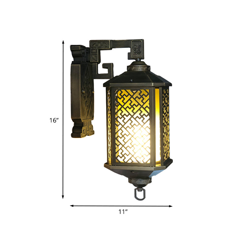 1 Head Wall Mounted Light Fixture Rustic Cylindrical Tan Prismatic Glass Wall Lamp Sconce in Black Clearhalo 'Wall Lamps & Sconces' 'Wall Lights' Lighting' 728673