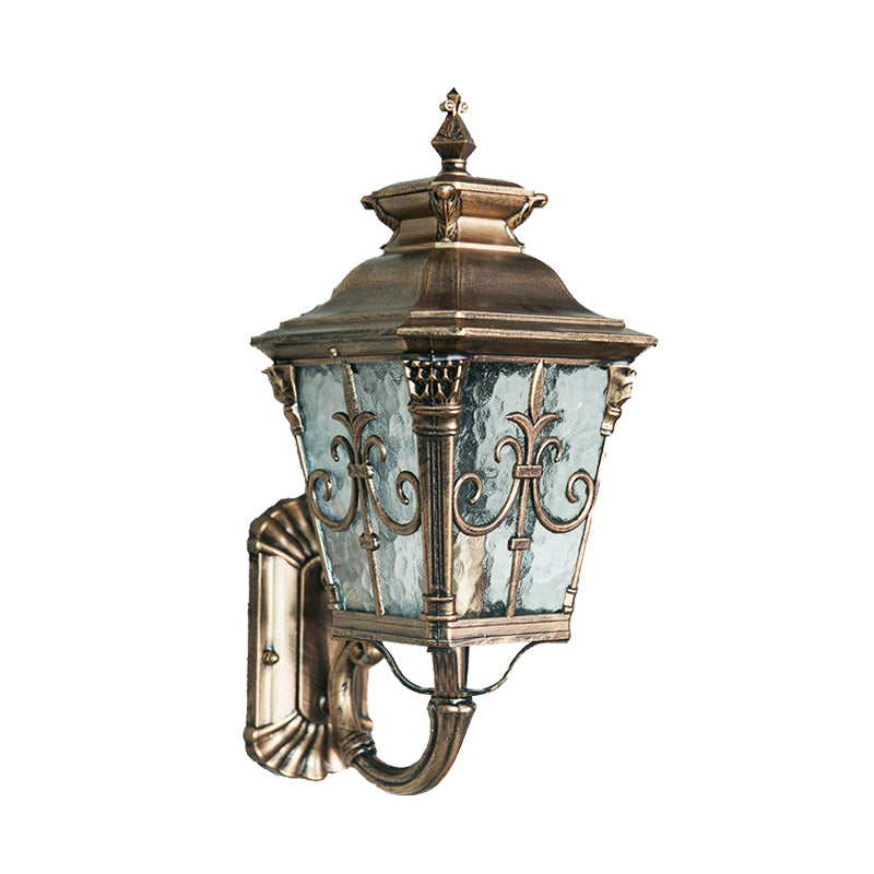 1 Head Water Glass Wall Mount Light Country Brass Pointed Flower Outdoor Surface Wall Sconce Clearhalo 'Wall Lamps & Sconces' 'Wall Lights' Lighting' 728774