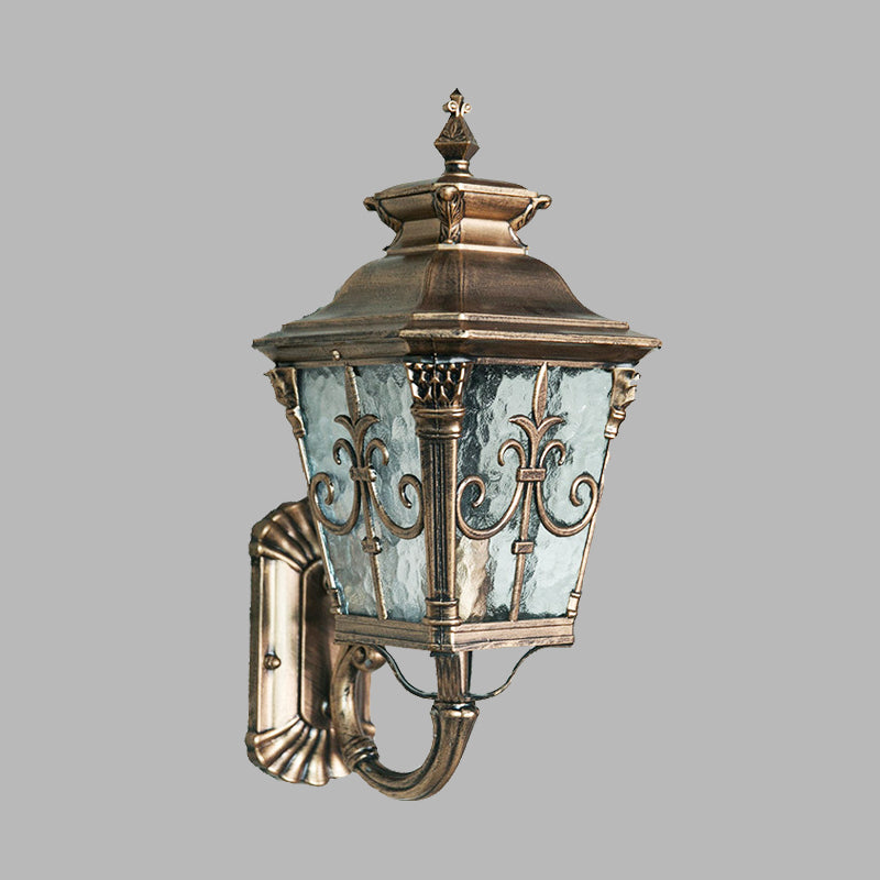 1 Head Water Glass Wall Mount Light Country Brass Pointed Flower Outdoor Surface Wall Sconce Clearhalo 'Wall Lamps & Sconces' 'Wall Lights' Lighting' 728775