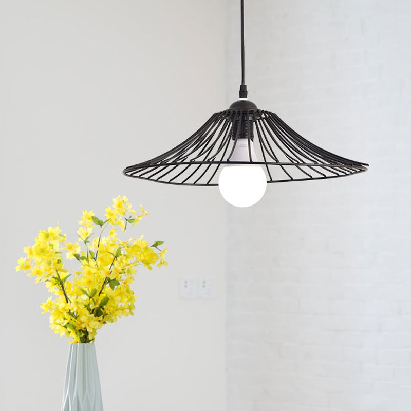 Black Lotus Leaf Cage Ceiling Pendant Light Simple 1-Bulb Iron Hanging Lamp Kit for Dining Room Clearhalo 'Ceiling Lights' 'Modern Pendants' 'Modern' 'Pendant Lights' 'Pendants' Lighting' 730057
