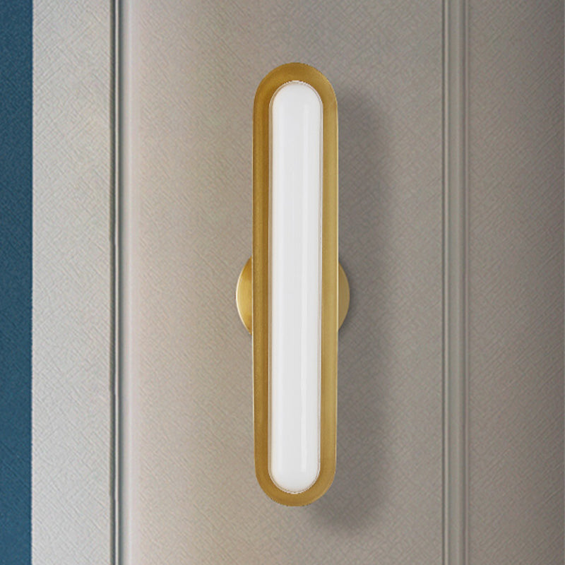 Oval Metal Wall Light Fixture Modern LED Gold Sconce Wall Lighting with Acrylic Shade for Bedroom Gold Clearhalo 'Cast Iron' 'Glass' 'Industrial' 'Modern wall lights' 'Modern' 'Tiffany' 'Traditional wall lights' 'Wall Lamps & Sconces' 'Wall Lights' Lighting' 730684