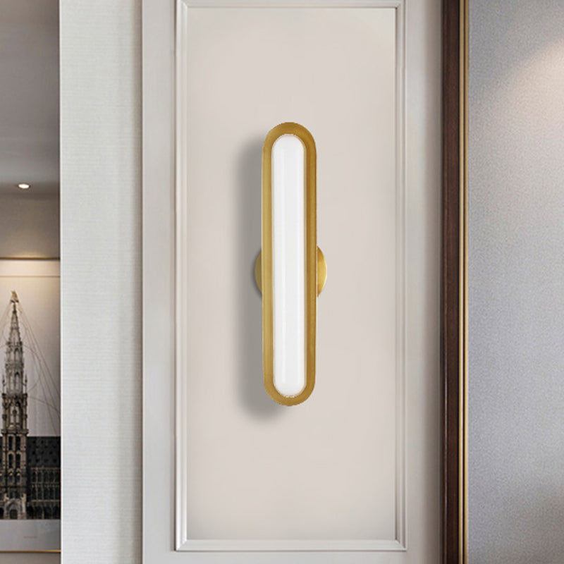 Oval Metal Wall Light Fixture Modern LED Gold Sconce Wall Lighting with Acrylic Shade for Bedroom Clearhalo 'Cast Iron' 'Glass' 'Industrial' 'Modern wall lights' 'Modern' 'Tiffany' 'Traditional wall lights' 'Wall Lamps & Sconces' 'Wall Lights' Lighting' 730685