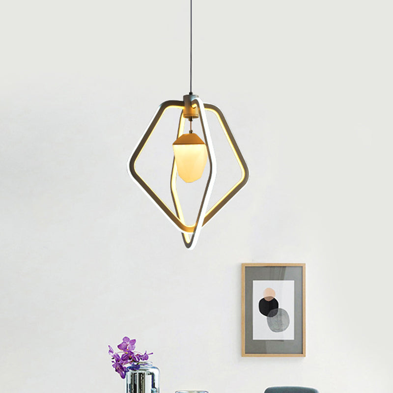 Dual Pentagon Acrylic Pendant Light Fixture Modern LED White Suspension Lamp with Pinecone Inside Clearhalo 'Ceiling Lights' 'Chandeliers' 'Modern Chandeliers' 'Modern' Lighting' 731700