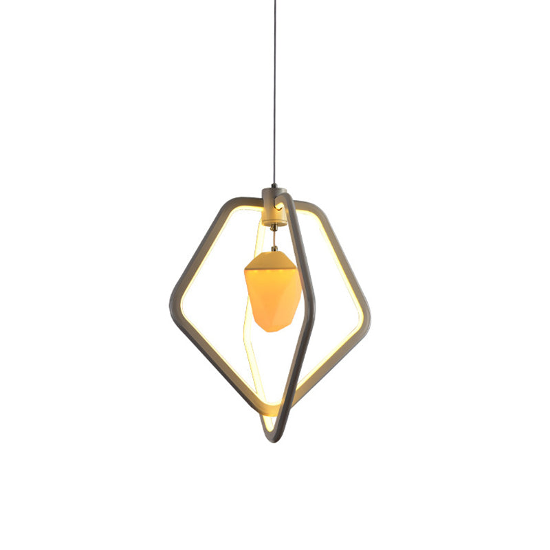 Dual Pentagon Acrylic Pendant Light Fixture Modern LED White Suspension Lamp with Pinecone Inside Clearhalo 'Ceiling Lights' 'Chandeliers' 'Modern Chandeliers' 'Modern' Lighting' 731701