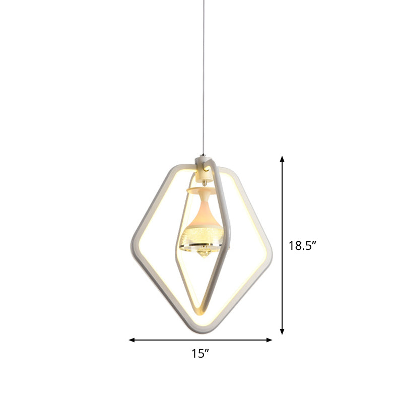 Simple Wine Cup and Pentagon Hanging Light Acrylic Dining Room LED Ceiling Suspension Lamp in White Clearhalo 'Ceiling Lights' 'Chandeliers' 'Modern Chandeliers' 'Modern' Lighting' 731712