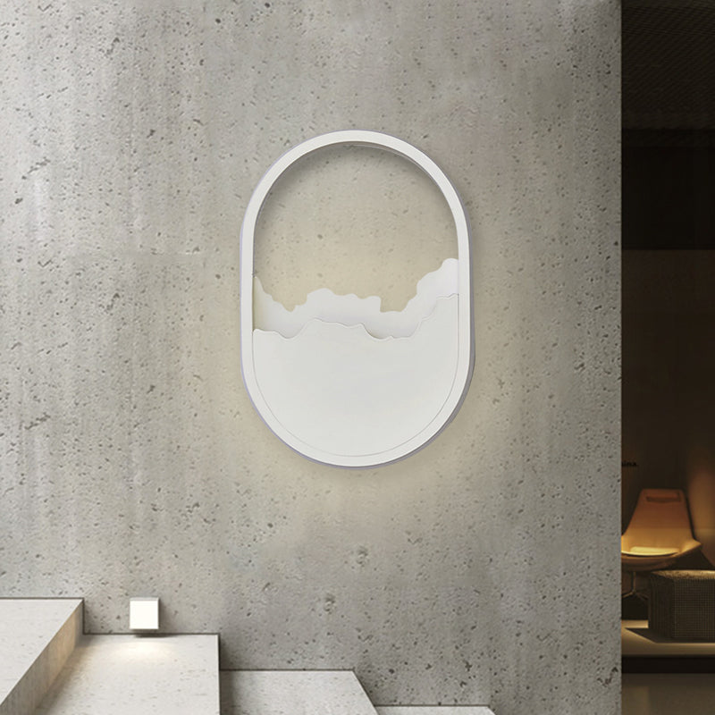 Aluminum Oval Wall Sconce Light Modern LED White Wall Lamp with Cracked Design in Warm/White/Natural Light Clearhalo 'Cast Iron' 'Glass' 'Industrial' 'Modern wall lights' 'Modern' 'Tiffany' 'Traditional wall lights' 'Wall Lamps & Sconces' 'Wall Lights' Lighting' 732025