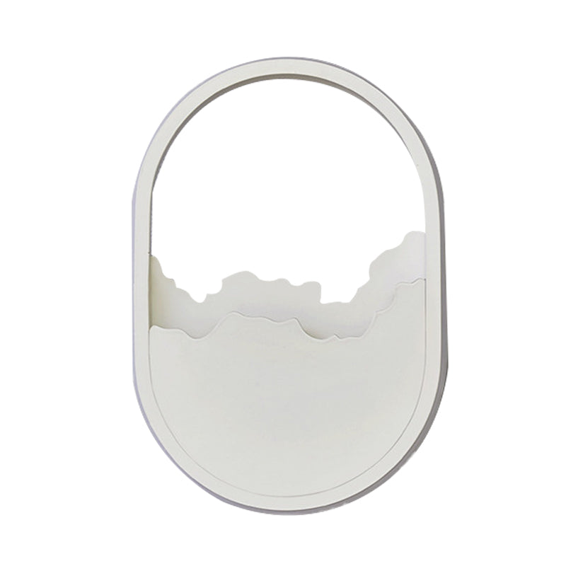 Aluminum Oval Wall Sconce Light Modern LED White Wall Lamp with Cracked Design in Warm/White/Natural Light Clearhalo 'Cast Iron' 'Glass' 'Industrial' 'Modern wall lights' 'Modern' 'Tiffany' 'Traditional wall lights' 'Wall Lamps & Sconces' 'Wall Lights' Lighting' 732026