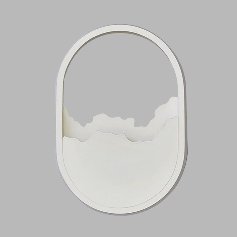 Aluminum Oval Wall Sconce Light Modern LED White Wall Lamp with Cracked Design in Warm/White/Natural Light Clearhalo 'Cast Iron' 'Glass' 'Industrial' 'Modern wall lights' 'Modern' 'Tiffany' 'Traditional wall lights' 'Wall Lamps & Sconces' 'Wall Lights' Lighting' 732027